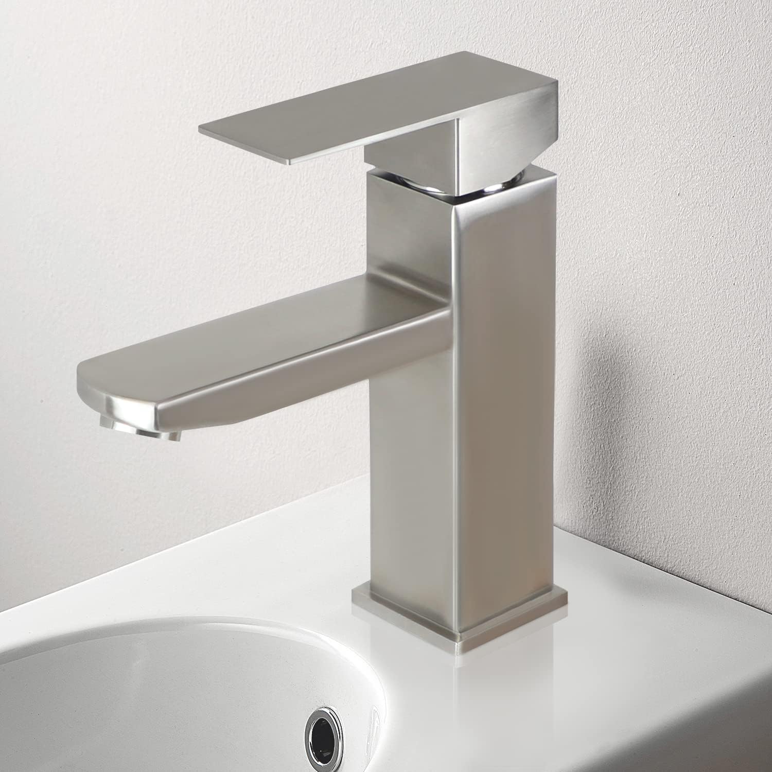 Bateria umywalkowa ze stali nierdzewnej szczotkowanej - Nikiel matowy - Oszczędność wody - Szybka instalacja i nowoczesny design