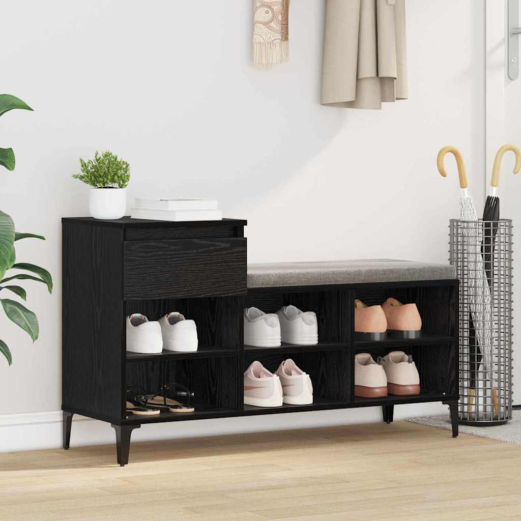 Szafka na buty z szufladą z półką Czarny dąb 102 x 36 x 60 cm vidaXL