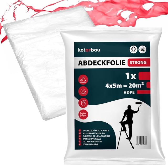 Telo protezione vernice 4x5 m - 20 m² - 1 pezzo - film plastico protettivo - KOTARBAU