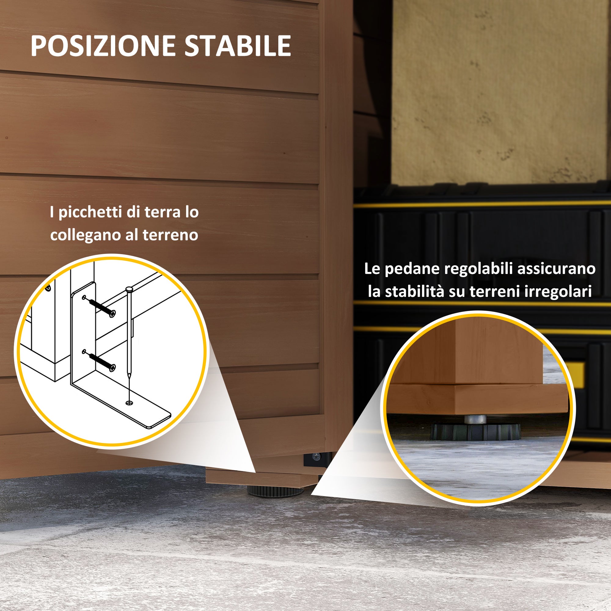 Outsunny Armadio da Giardino in Legno con Ripiano Regolabile e Catenaccio, 75x56x117cm, Marrone - 6