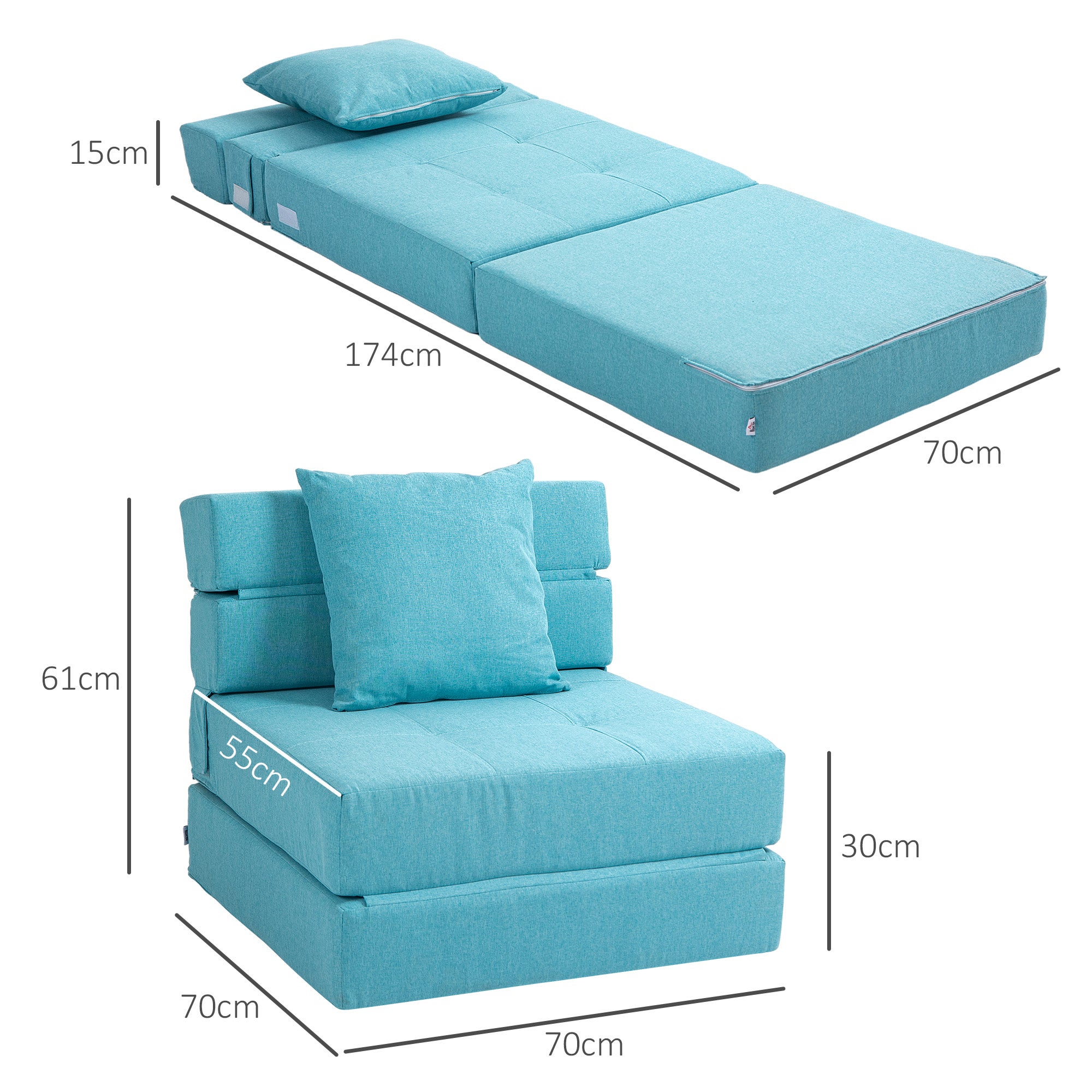 Chauffeuse-lit Polyester HOMCOM - 3