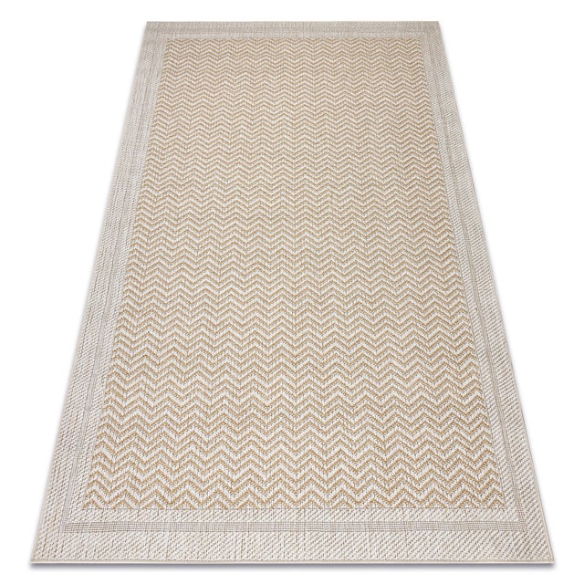 Tapis ORIGI 3739 crème / beige - Cadre, chevron ficelle SISAL tissée à plat 116x170 cm
