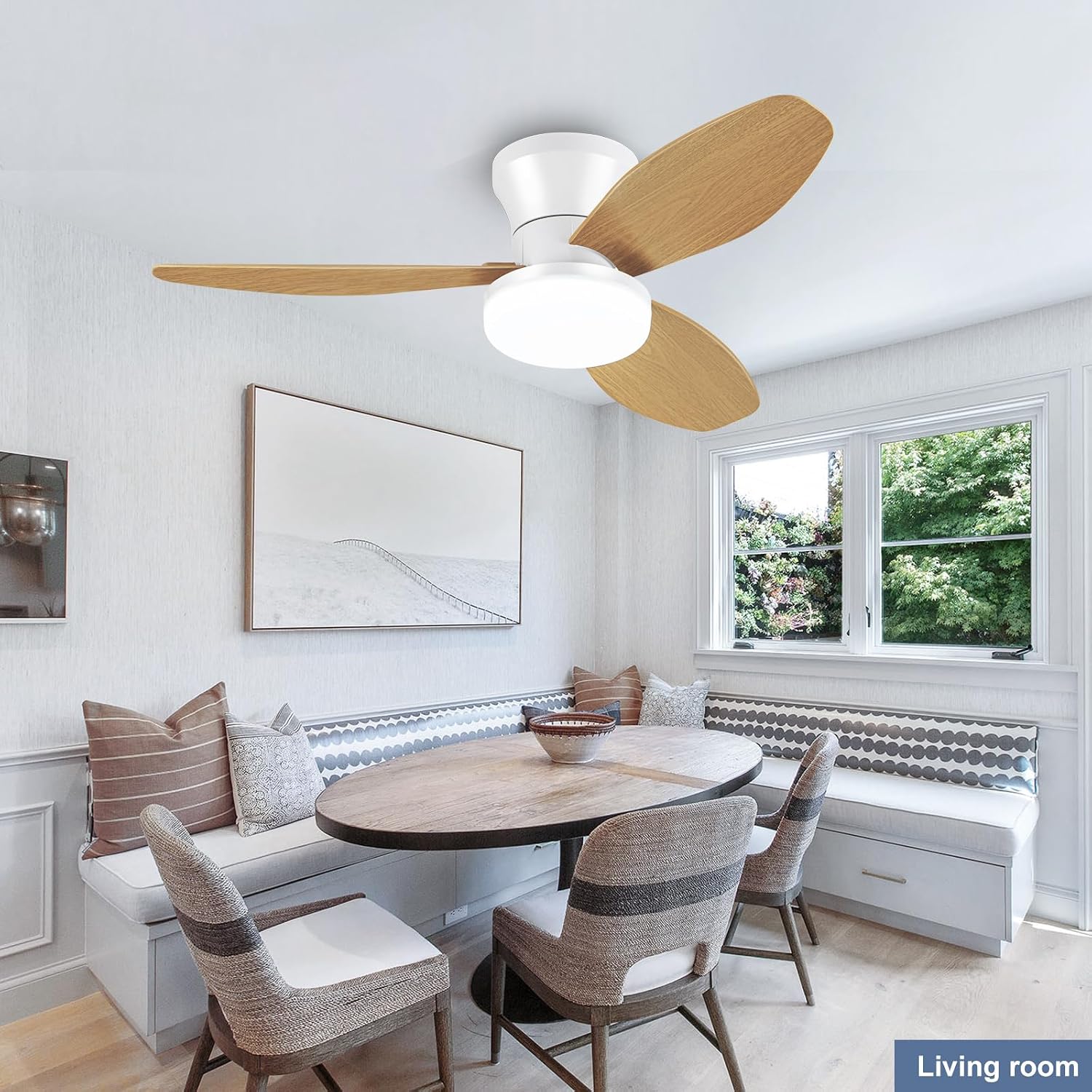 Ventilateur de plafond avec éclairage - Ventilateur de plafond encastré de 89 cm avec éclairage et télécommande, 6 vitesses, idéal pour cuisine. - 7
