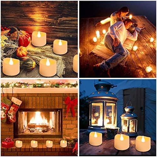 24 Pièces Bougies LED Vacillantes sans Flamme, Piles Incluses, Décoration Intérieure & Extérieure pour Noël, Mariage, Fête,3.6cm*3.3cm - 4