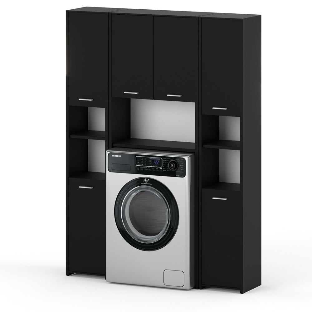 Zestaw łazienkowy duży hugo szafka stojąca nad pralkę loft słupek czarny