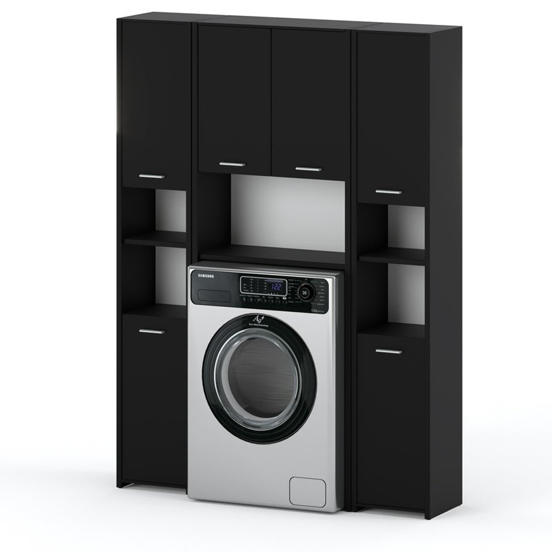 Zestaw łazienkowy duży hugo szafka stojąca nad pralkę loft słupek czarny