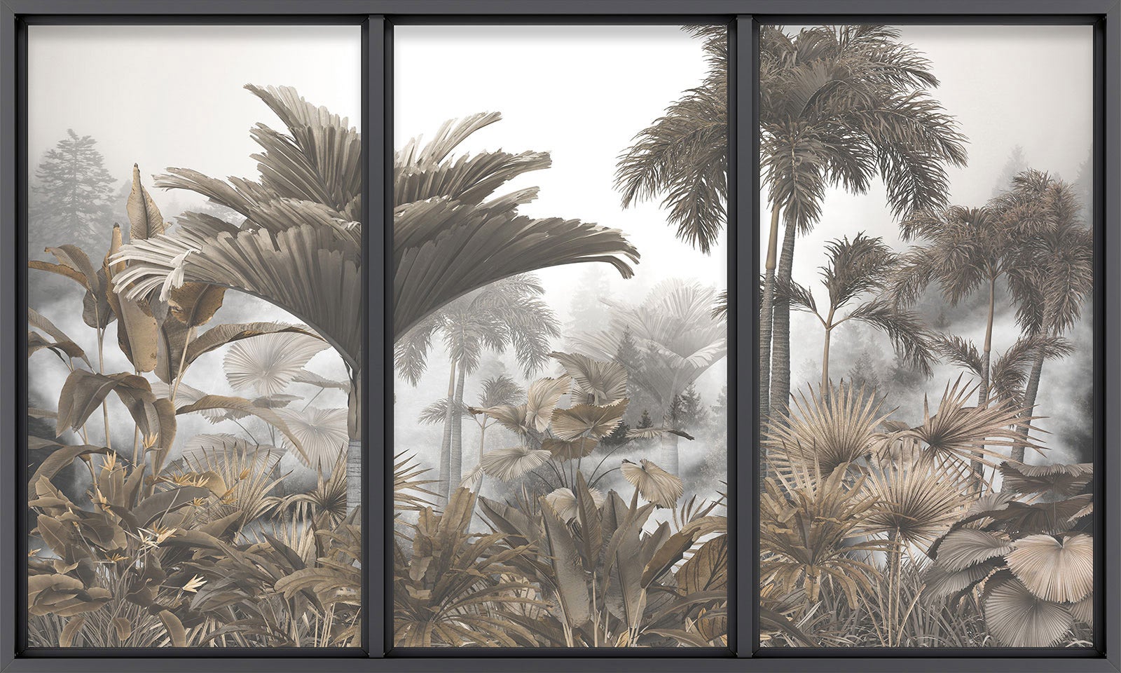 Papier peint panoramique Trompe l'oeil baie vitrée - Jungle - Largeur 325 cm x Hauteur 195 cm - 2