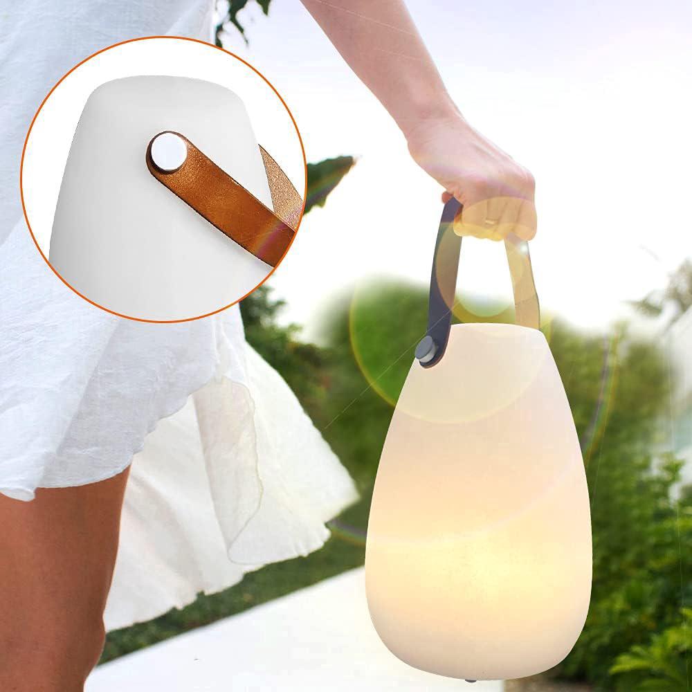Lampe de table LED extérieur avec Télécommande Blanc chaud 8 couleurs Intensité variable Lampe de Table sans fil étanche Décoration idéale (ronde) - 2