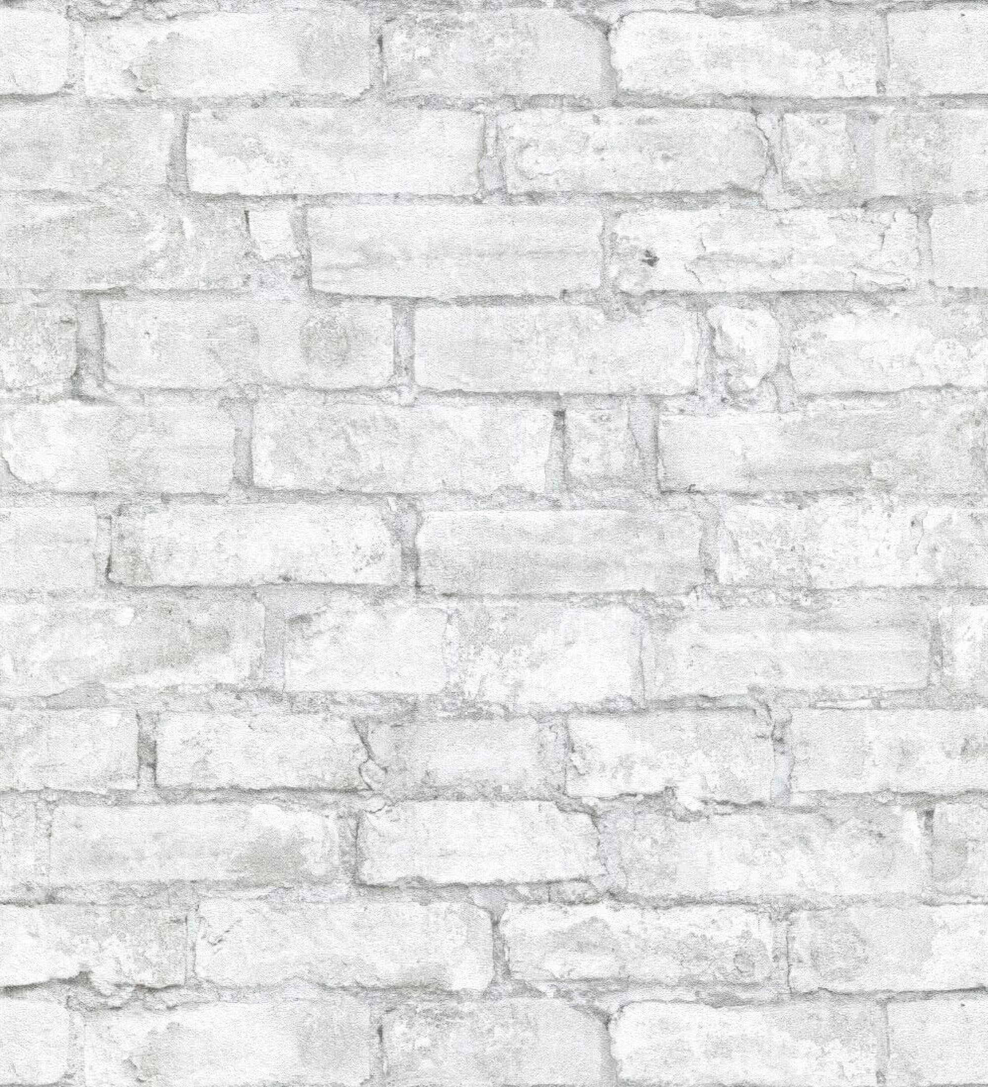 Papel pintado vinílico lavable efecto muro de ladrillos blanco y gris de textura en reliev - Harris Street 127122 de GAULAN - Rollo de 10 m x 0,53 m - 2