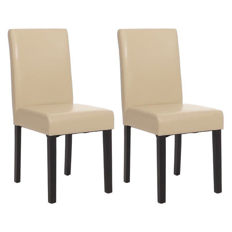 Zestaw 2 krzeseł do jadalni Krzesło kuchenne Littau ~ skóra, kremowy, ciemne nogi