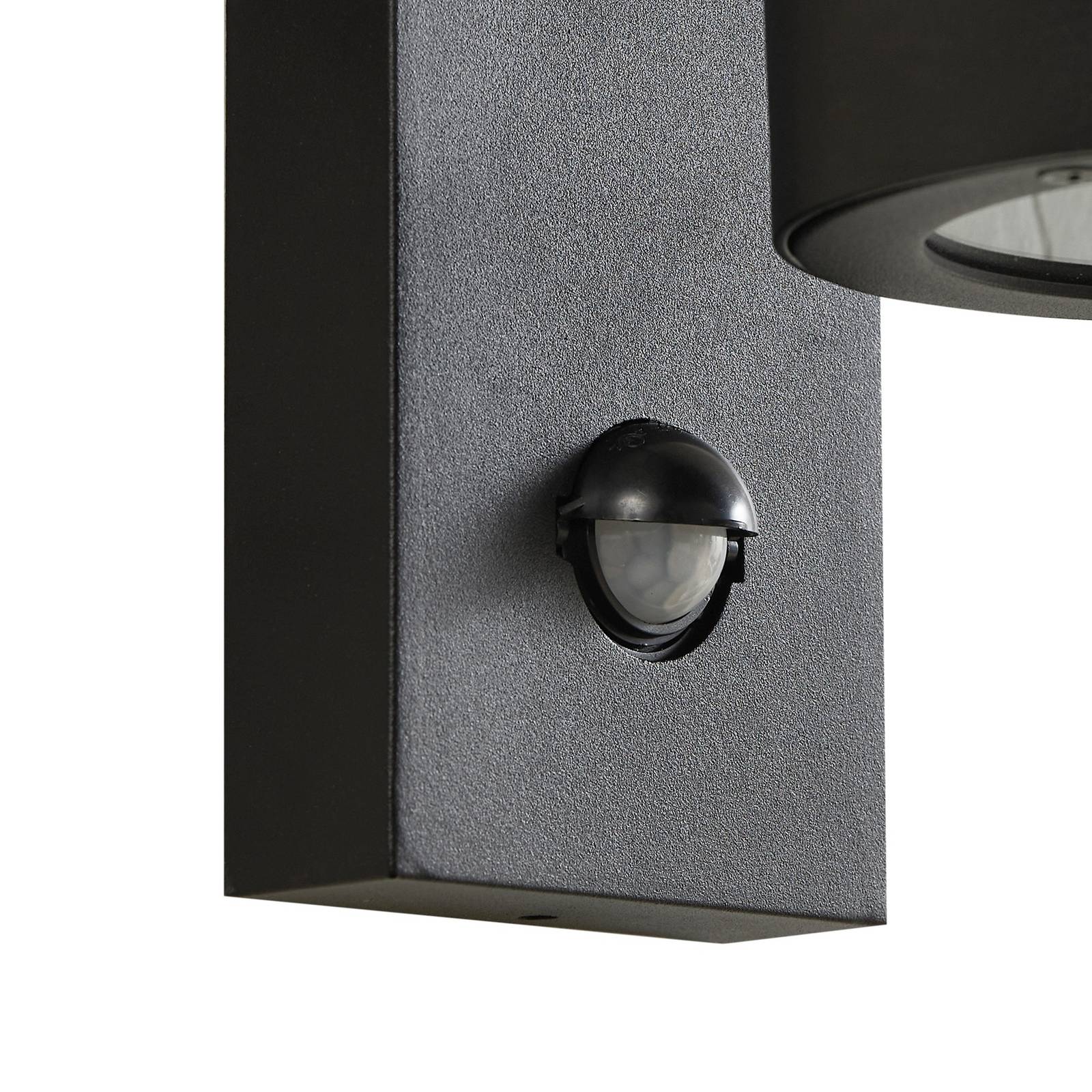 Lindby applique d'extérieur Yrene, 20cm, noir, capteur, riffle, Applique pour mur extérieur/façade de maison, maison, terrasse und balcon - 8