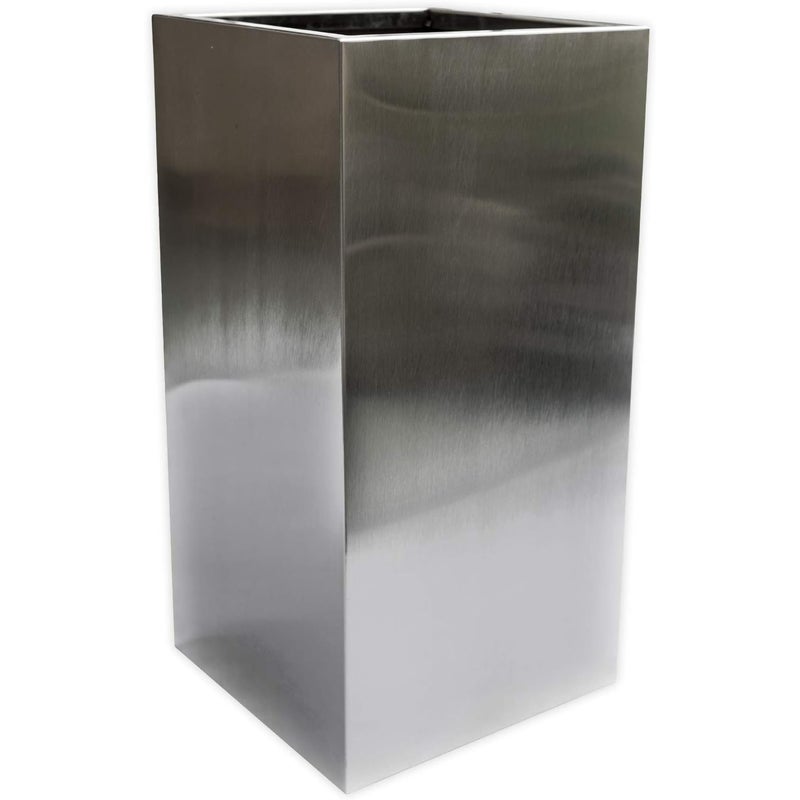 Köhko® designerska donica ze stali nierdzewnej Viva 27 x 27 x 67 cm | matowa szczotkowana donica kwadratowa i duża
