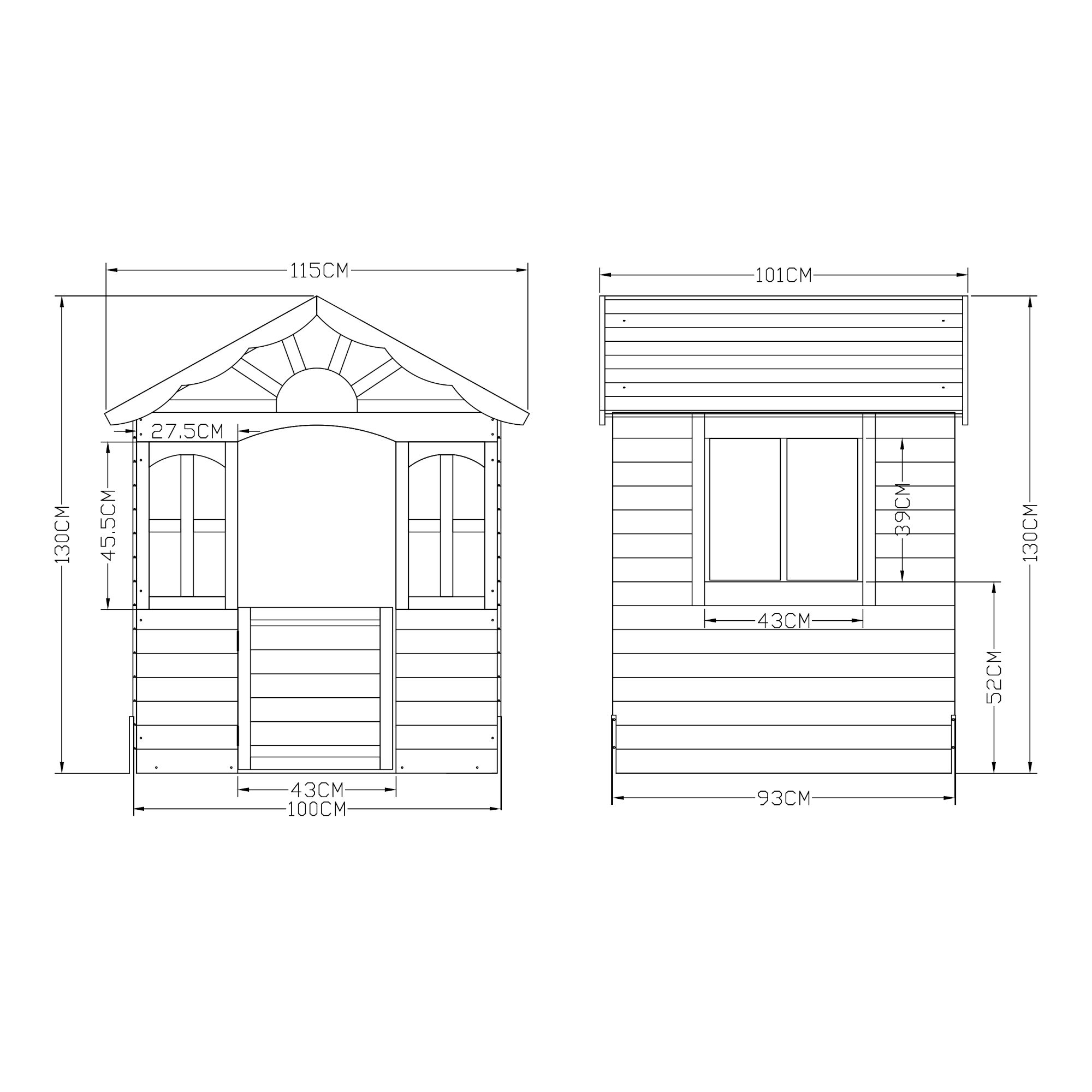 Cabane de jeu d'extérieur Lulä bois de pin 130 x 115 x 101 cm naturel rouge vert casa.pro - 4