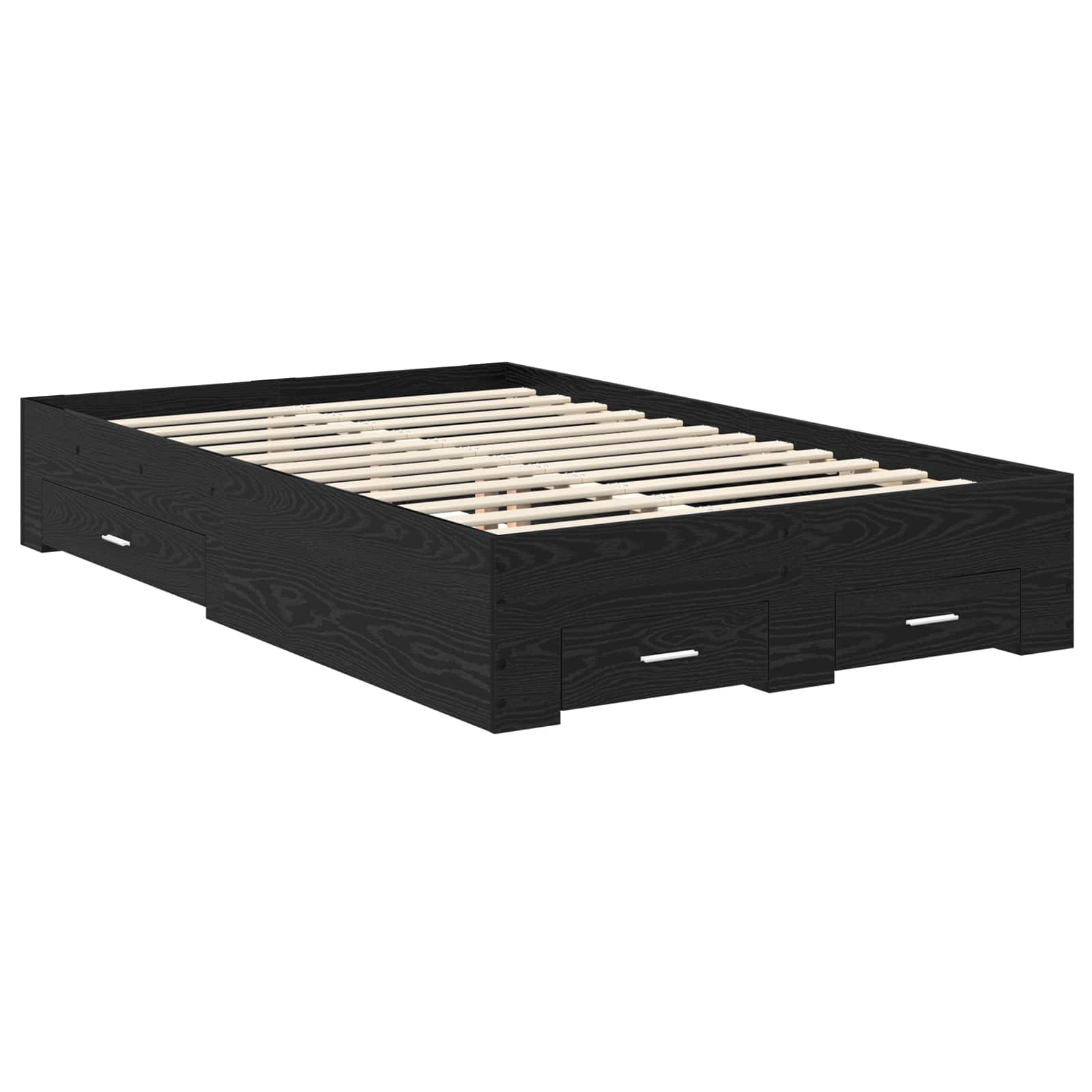 Cadre de lit chêne noir 135 x 190 cm en panneau de bois - 6