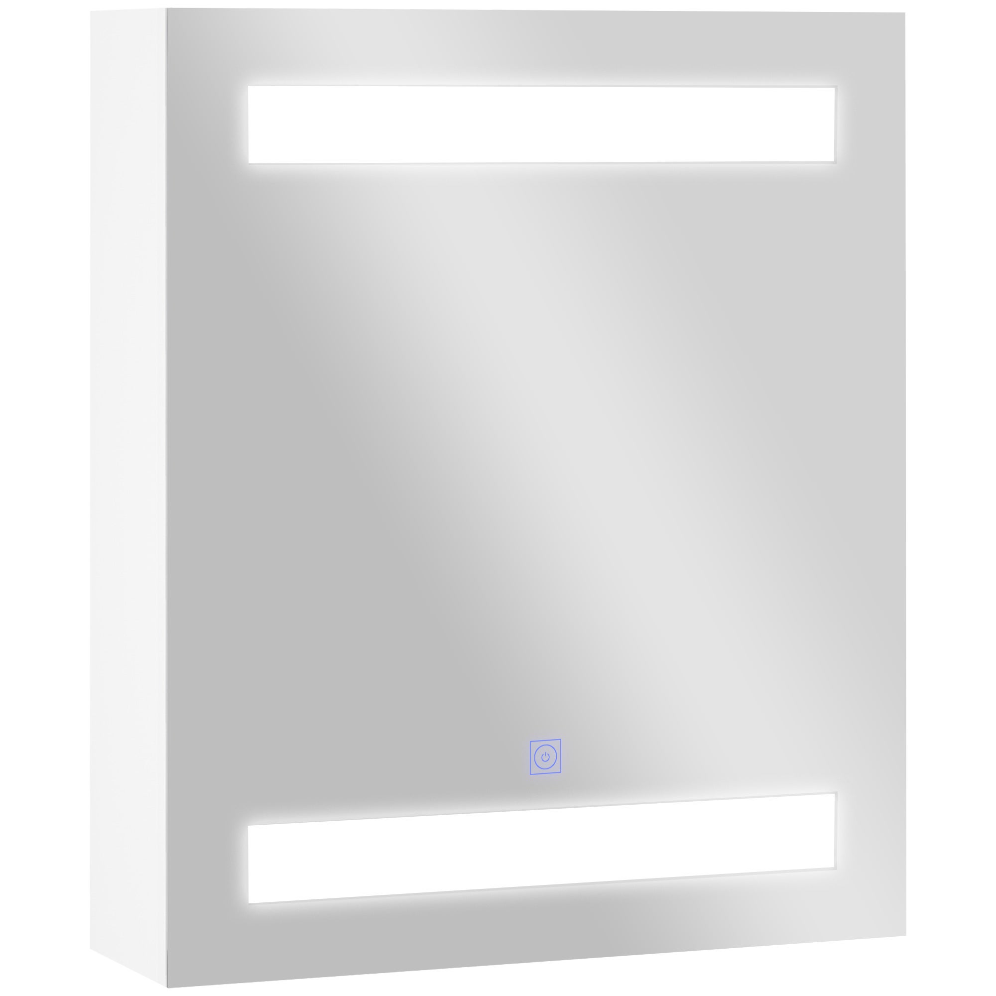 Homcom Dulapior de Baie cu 1 Usa Basculanta Oglinda si Lumini LED 60 x 50 x15cm | Aosom Romania