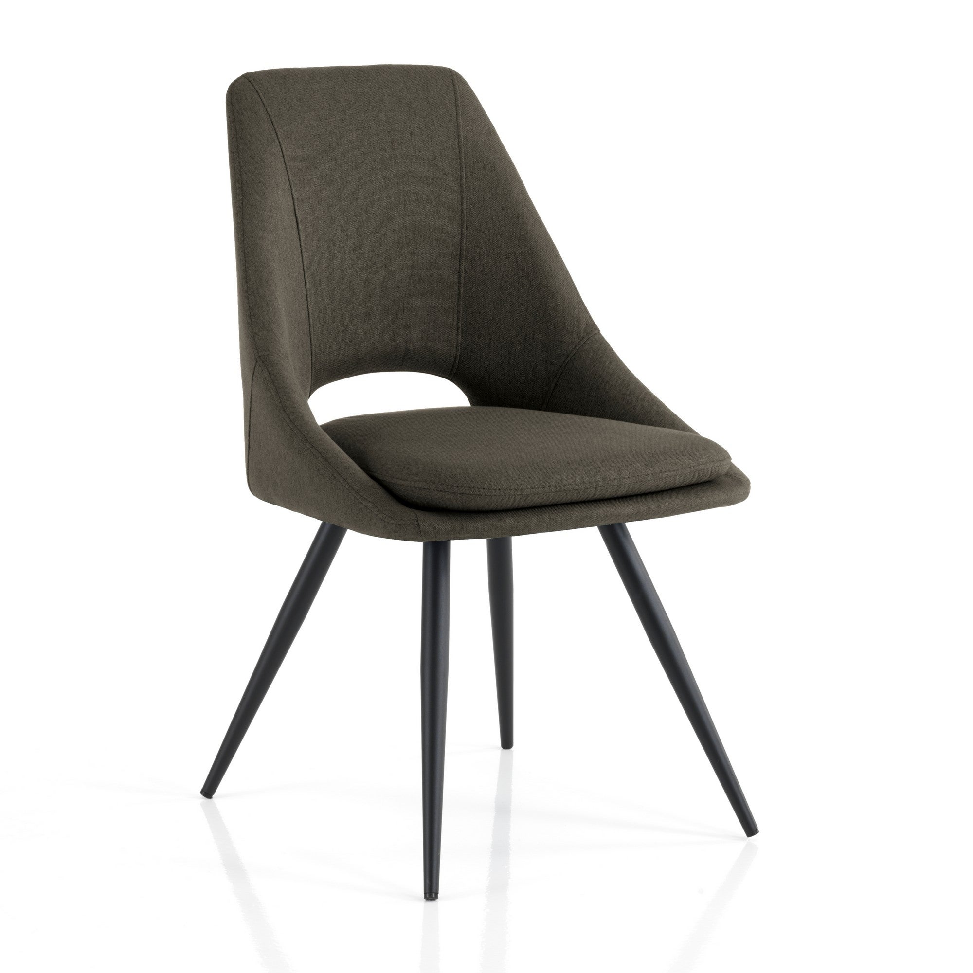 Zestaw 2 krzeseł BETTA DARK GREY – ciemnoszara tkanina, czarny metal, zdejmowana poduszka