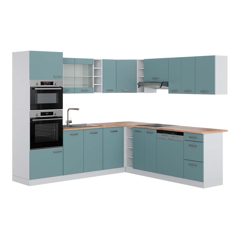 Cuisine équipée Vicco R-Line Blanche Brillante - Cuisine D'angle Intégrée, MDF, Neuve