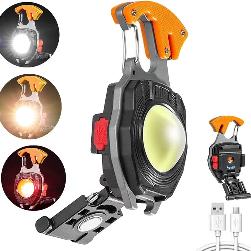 Mini latarka brelok, wodoszczelna lampa inspekcyjna, mini latarka ładowana przez USB, pomarańczowa