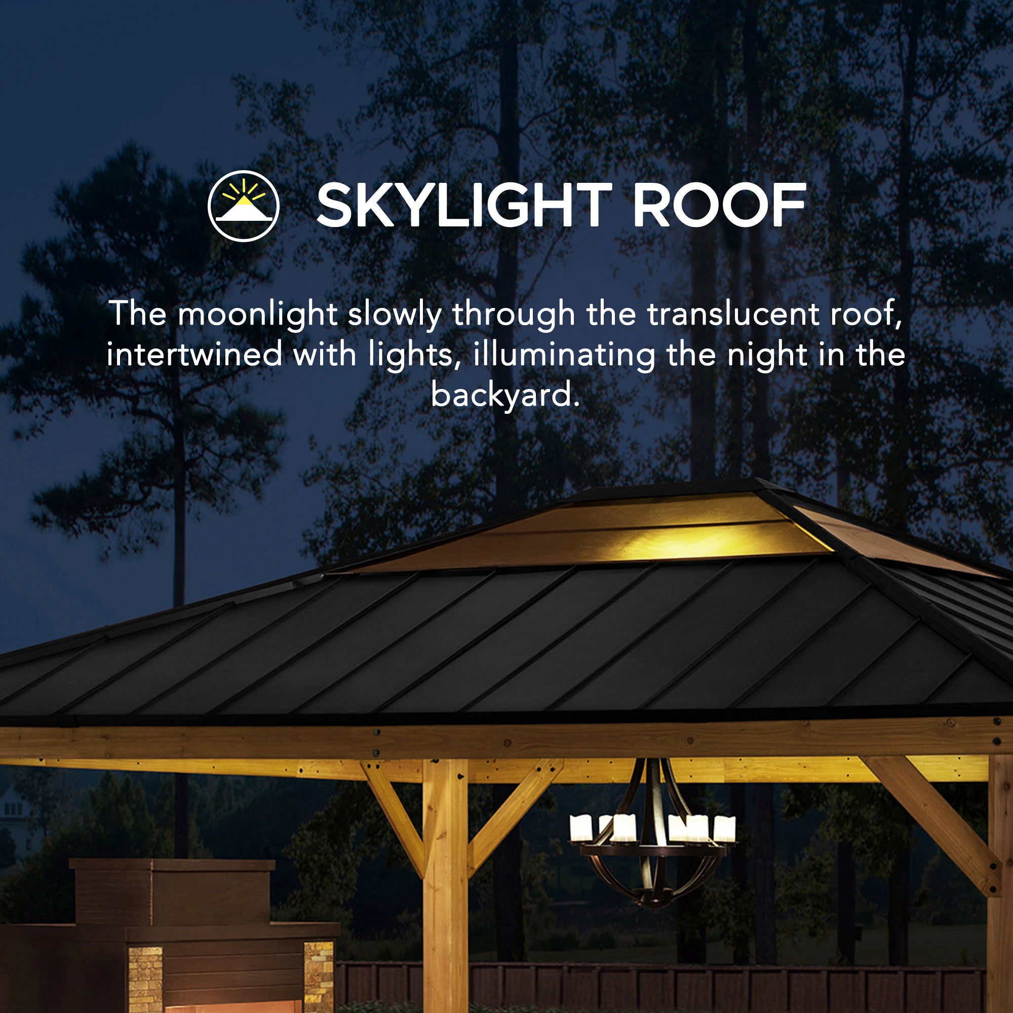 Pavillon de jardin Ernir Sunjoy, 4.5x3.9m dim. ext. (cas échéant incl. débord de toit) naturel, épaisseur paroi : 17,8m² superficie totale - 11