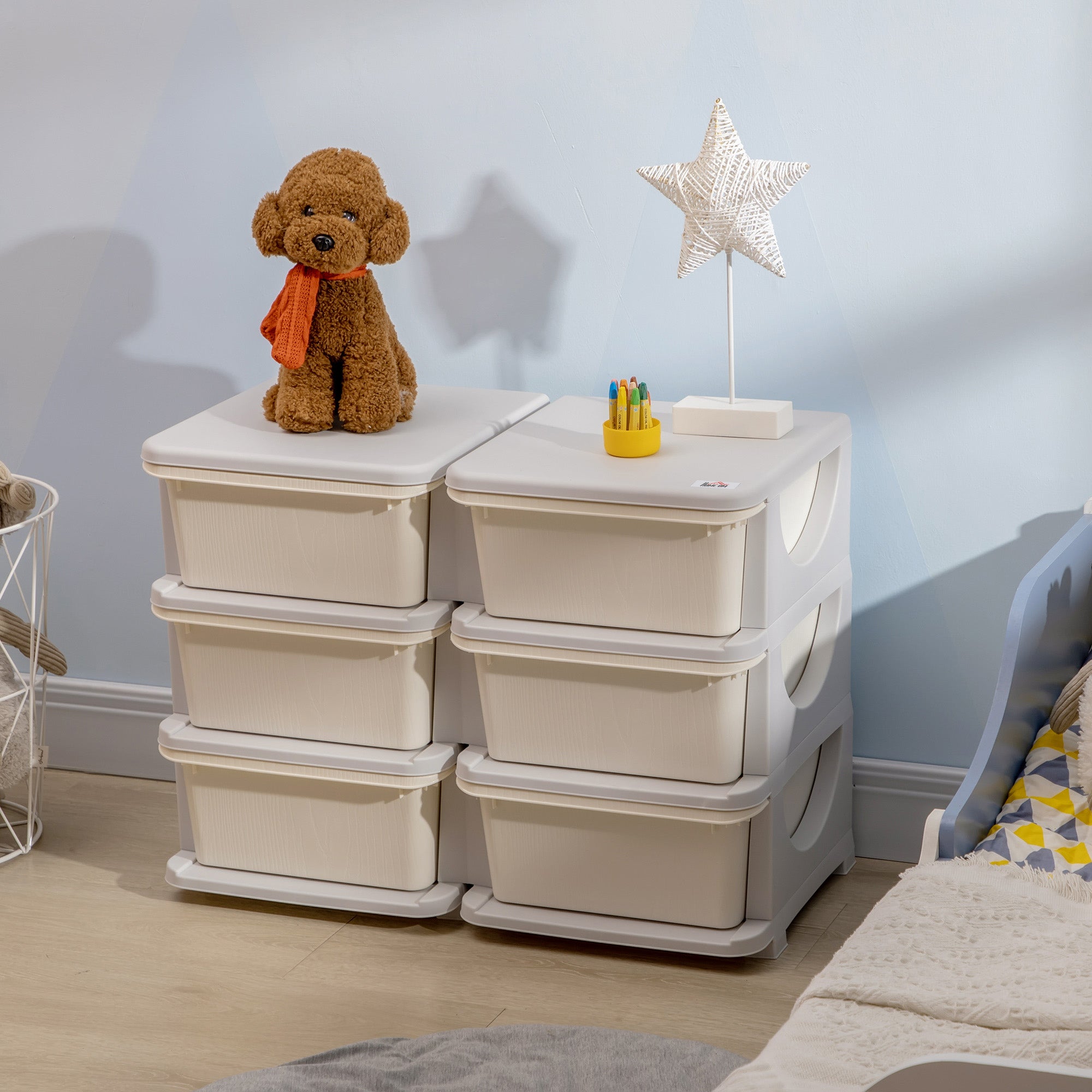 Organizador de Brinquedos HOMCOM PP Creme e Cinza 75x37x56.5 cm 311-053V00CW - 2