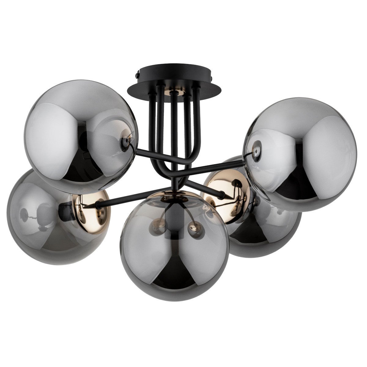 Lampa wisząca BOSS czarna-antyczny złoty-dymiona 5 x E14 x 10W wym: 33 x 65 x 65 cm Alfa