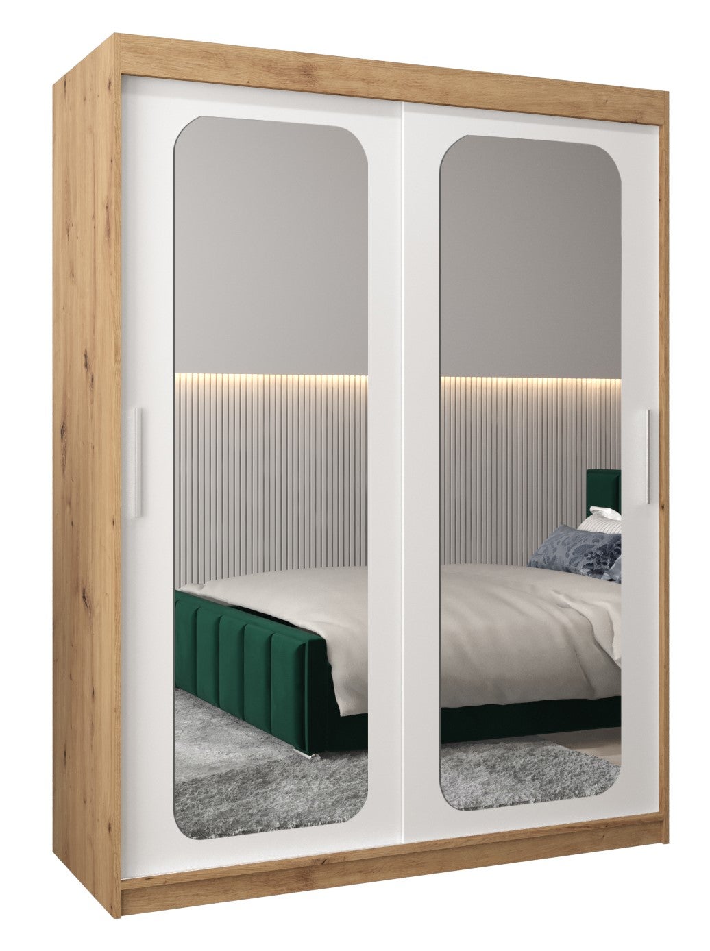 Szafa przesuwna garderoba PROMO T3 150 x 62 x 200 cm Artisan + Biały - Abiks Meble