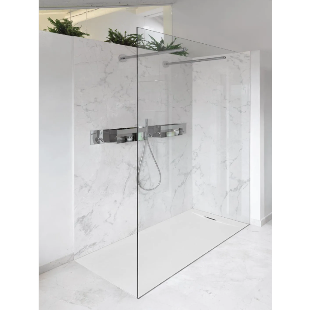 Piatto Doccia 80X160 cm Bianco Vulcano Line PLUS In Resina e Polvere Di Marmo Con Griglia Laterale IN MARMORESINA - FRASCIO - 7