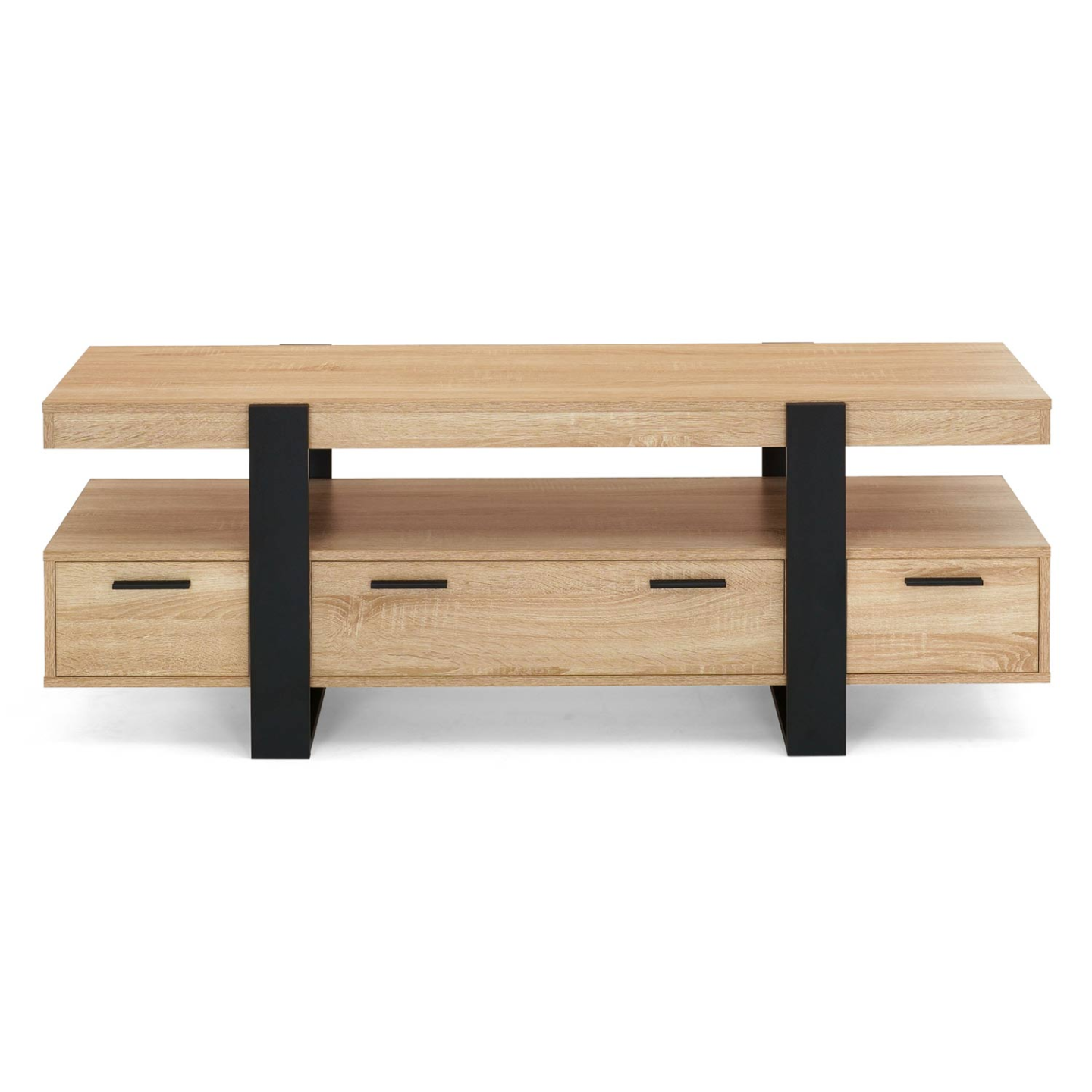 Meuble TV 140 cm PHOENIX avec tiroirs bois et noir - 3
