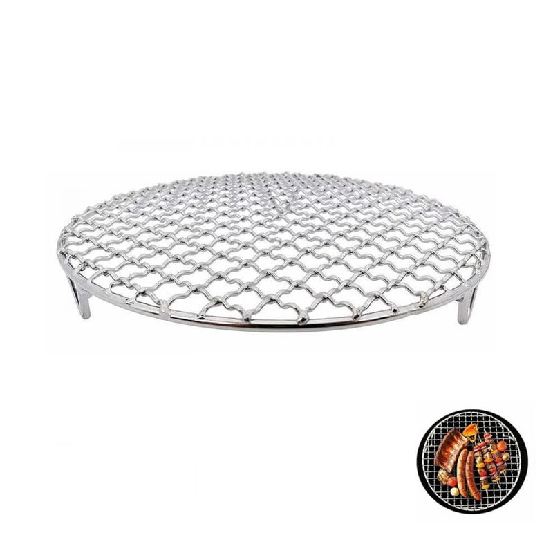 Grill - Okrągły grill ze stali nierdzewnej, składana półka do gotowania i studzenia z nóżkami, średnica 15 cm