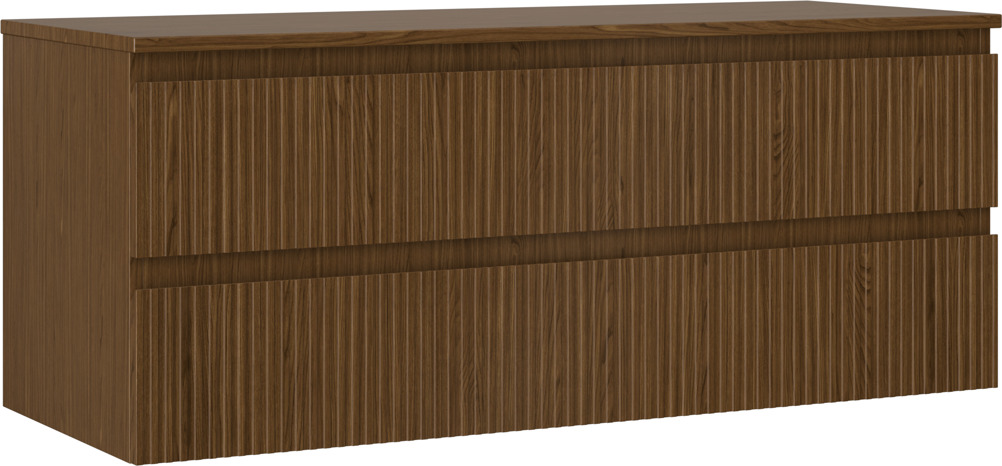 Mexen Rivel szafka łazienkowa podumywalkowa 120 cm z blatem, 2 szuflady, ryflowana , orzech - 91A20-12047-2-BFFC86