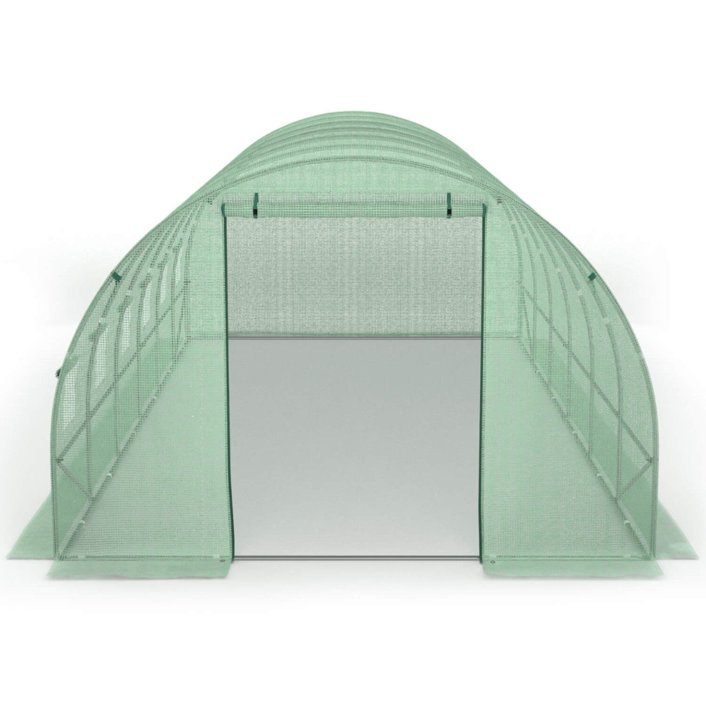 Serre de jardin tunnel 18m² 6 x 3 x 2 m acier galvanisé + bâche anti-UV avec porte et fenêtres CRIMÉE verte - 5