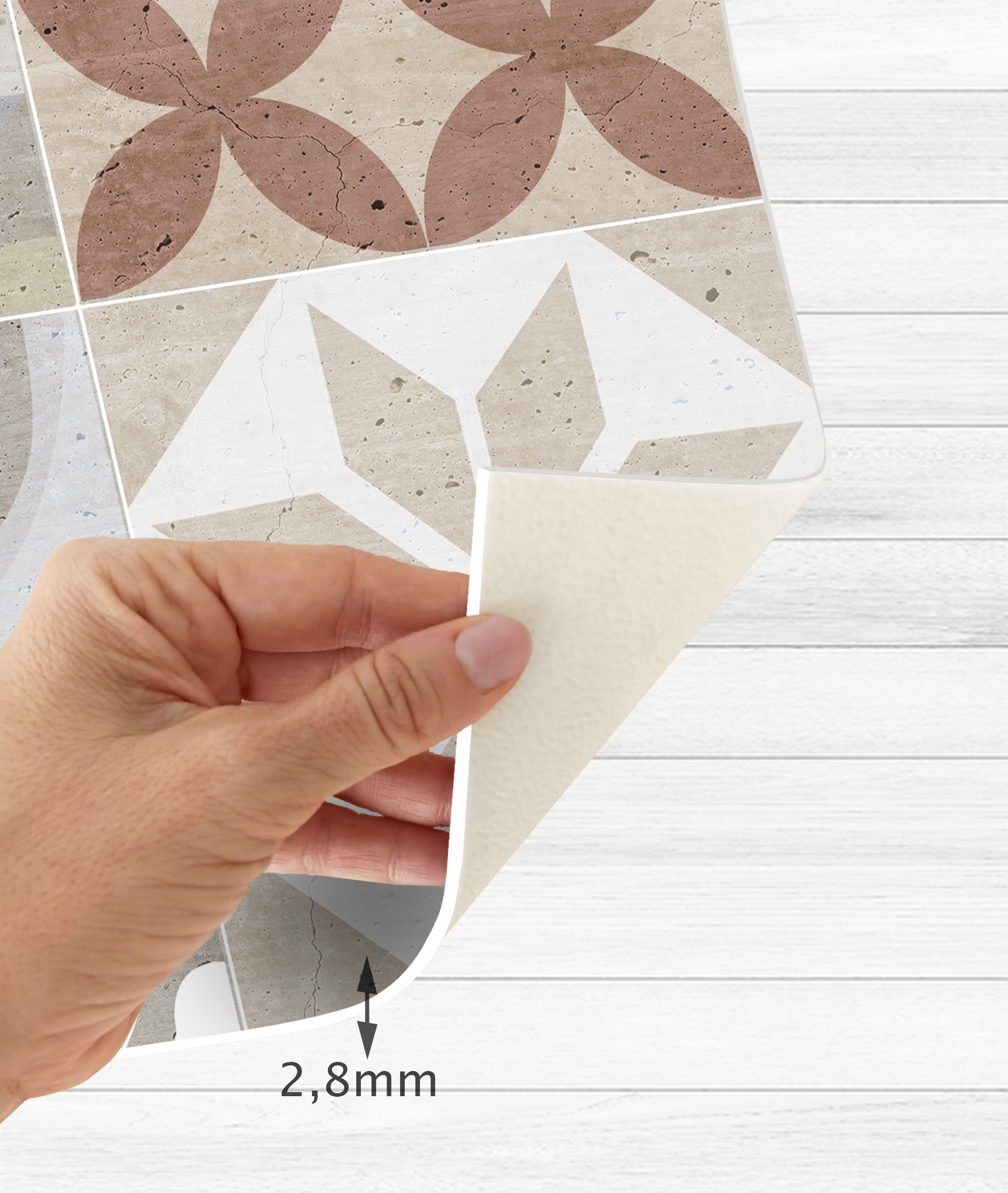 Tappeto antiscivolo in vinile Tiles vntage 3 66x250 cm - PVC stampato, lavabile, ignifugo, per il salotto o la cucina, stile idraulico - 5