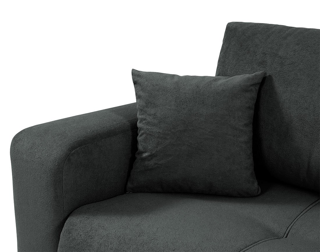 Canapé d'angle réversible convertible 4 places en tissu gris anthracite - NICOLE - Best Mobilier - 6