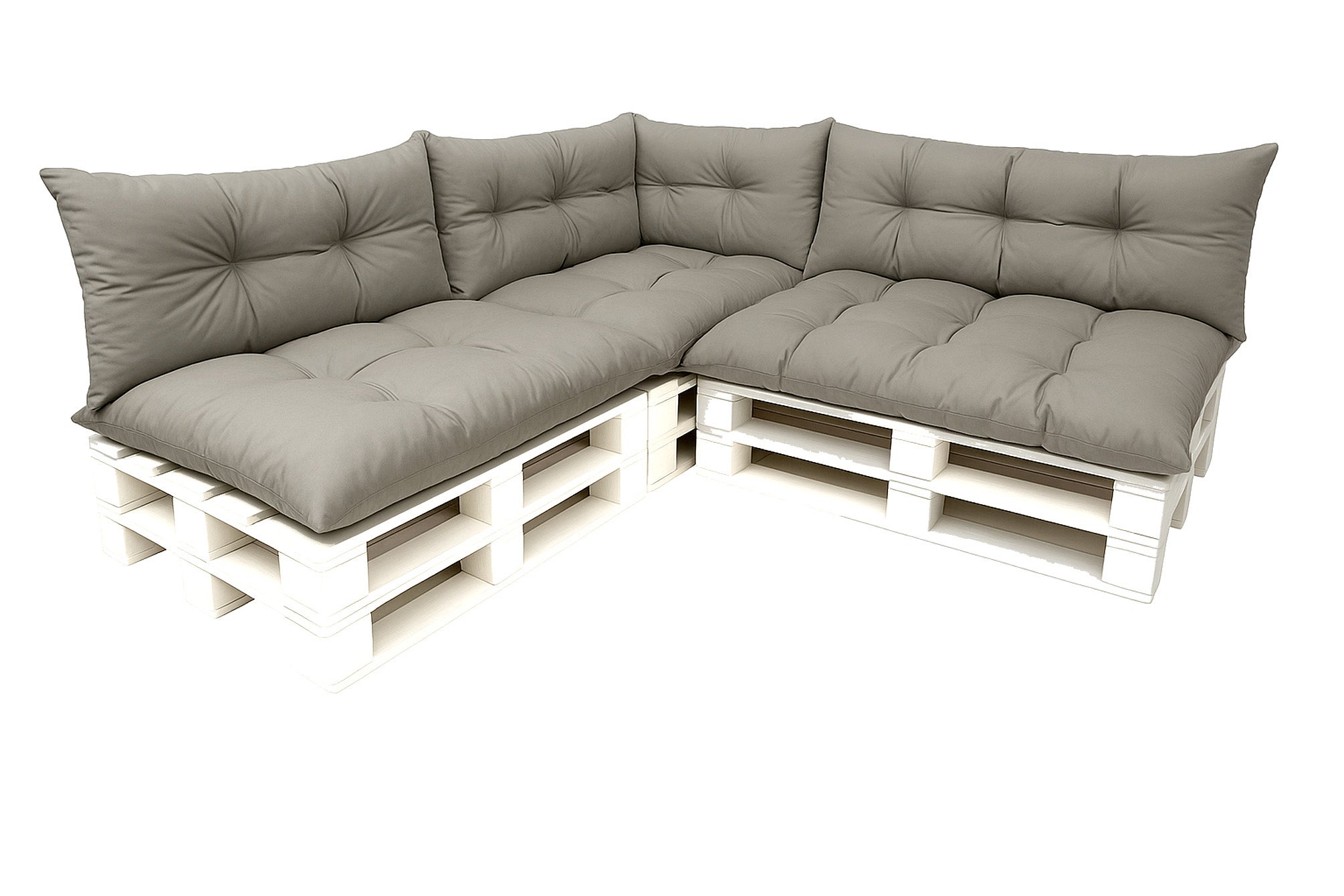 Komplet poduszek ogrodowych na palety 3x120x50cm 3x120x40cm + 60x40cm, wygodne poduszki na meble z palet szare