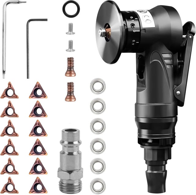 Machine à chanfreiner pneumatique 2 en 1, mini outil de chanfrein pneumatique à angle d'arc à 45 degrés pour la coupe et l'ébavurage du métal (insert