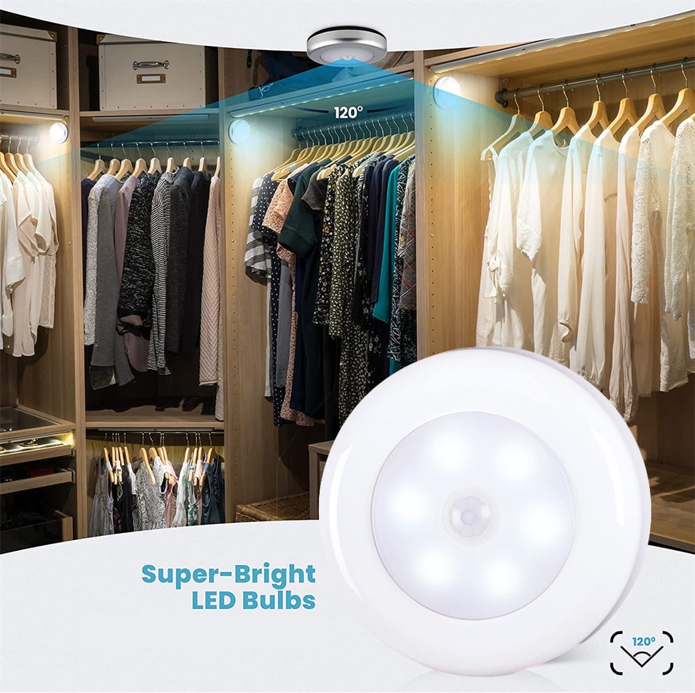 Lot de 3 lampes à détecteur de mouvement, veilleuse LED à piles, lampes d'escalier à coller partout, appliques murales pour couloir, cuisine - 3