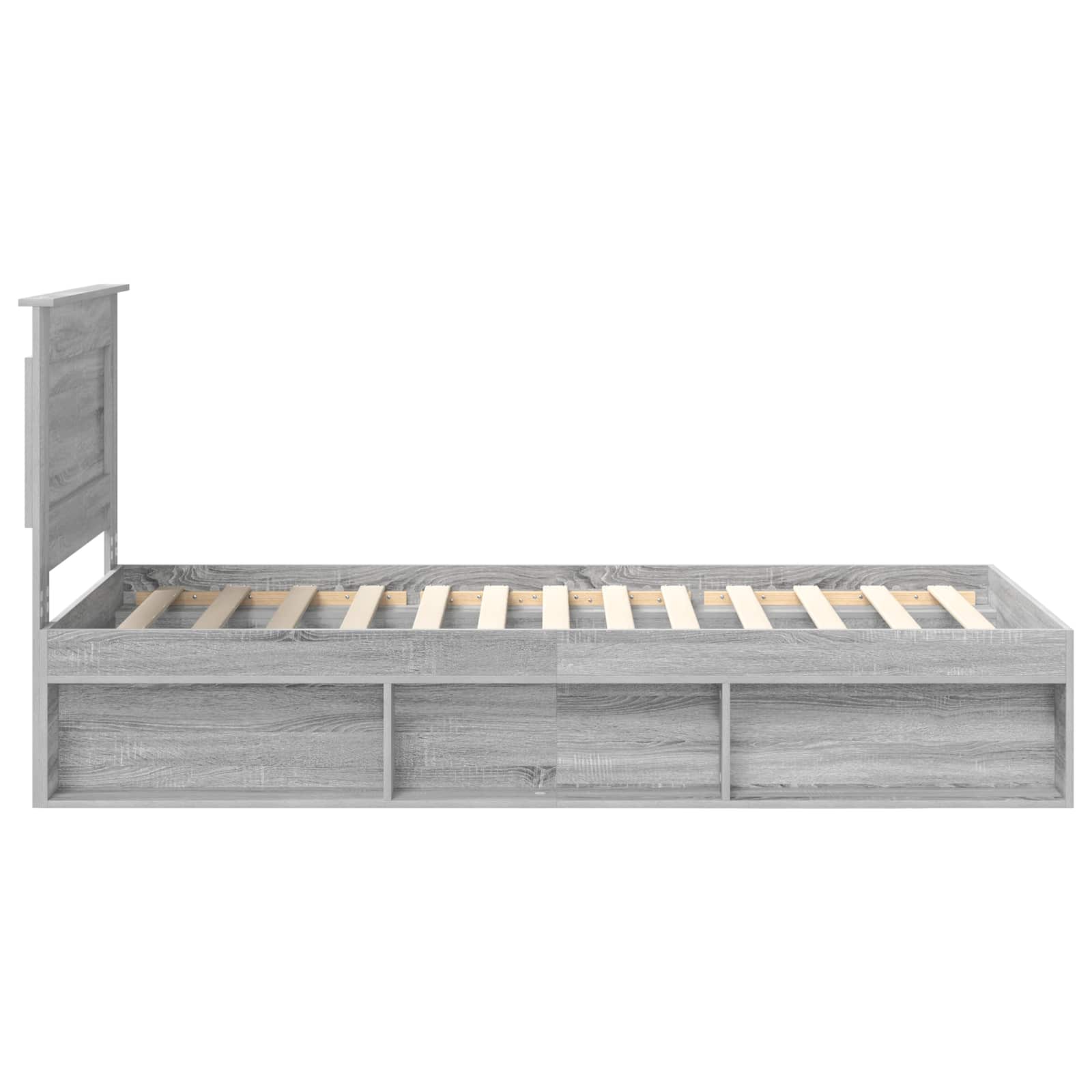 Cadre de lit en panneau de bois gris pour la chambre, 75 × 190 cm - 8