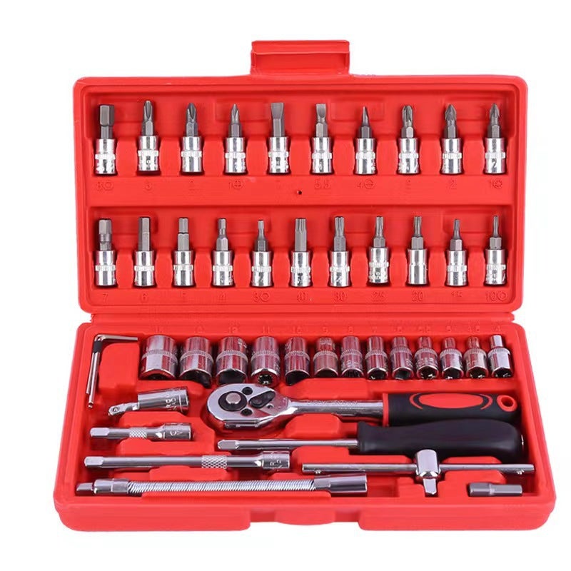 Coffret de Douilles 46 Pièces Jeu de Douille 1-4 Chrome Vanadium avec