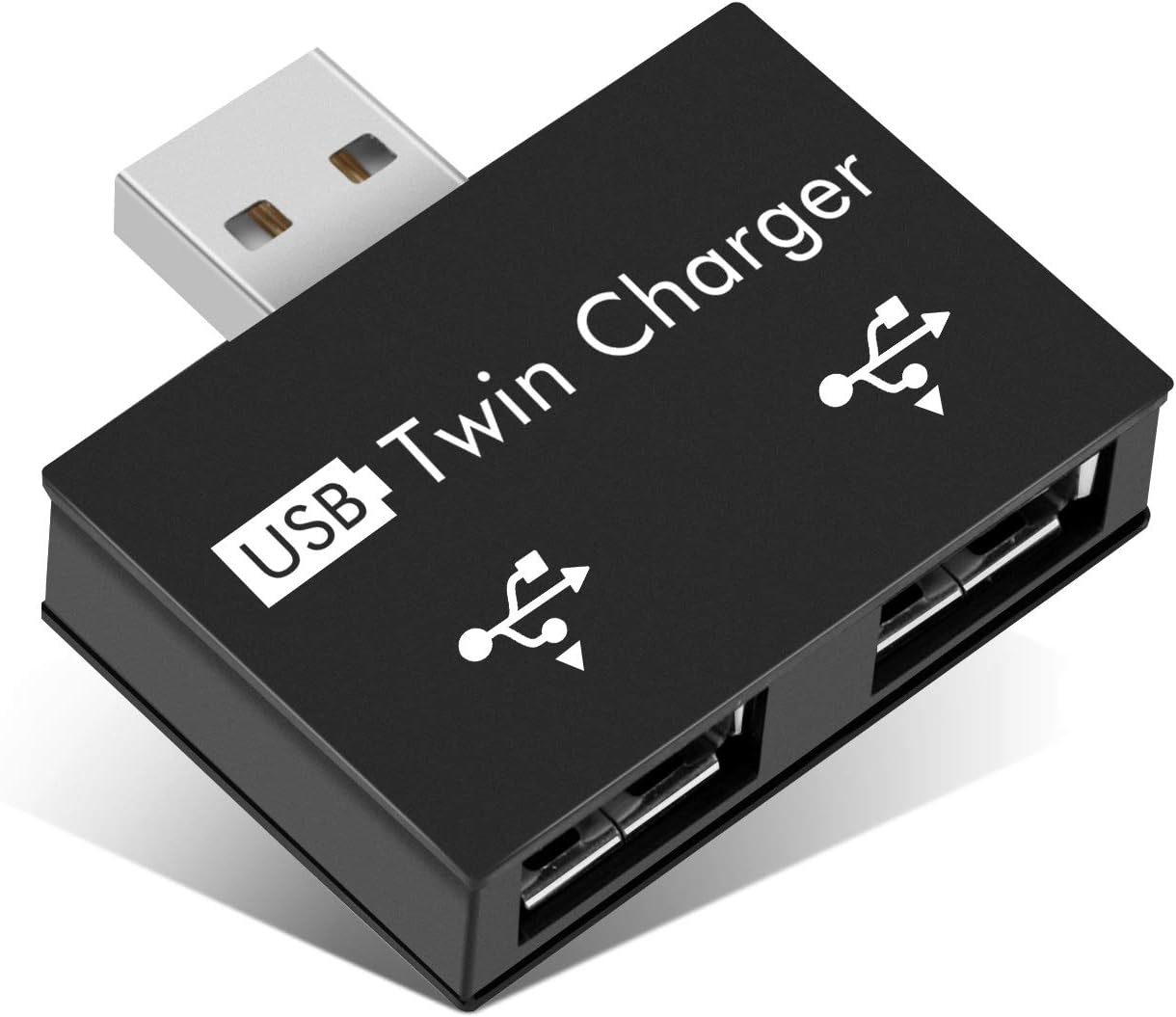 (Czarny) 2-portowy USB20, przenośny 2-portowy koncentrator USB, przejściówka z męskiego na podwójne żeńskie USB do laptopów i komputerów stacjonarnych