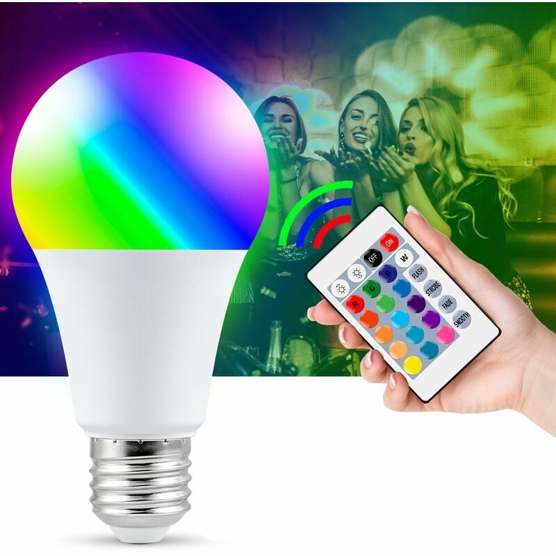 Ampoules LED Couleur,9W E27 LED RGBW Ampoule avec Télécommande, Fonction de Mémoire et Minuterie, 12 Couleurs et 7 Niveaux de Luminosité(paquet de 2) - 3