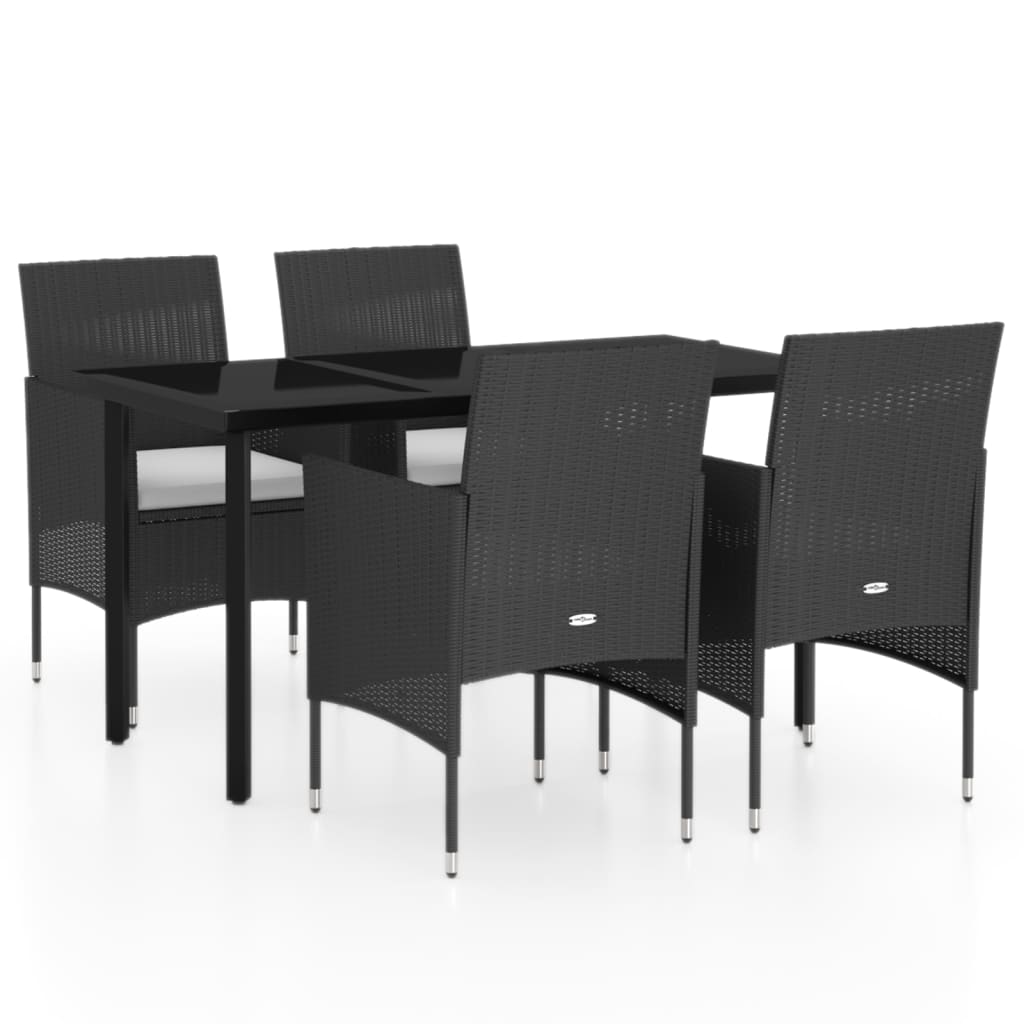 Ensemble de salle à manger de jardin avec coussins 5 pcs Noir 6 - 2