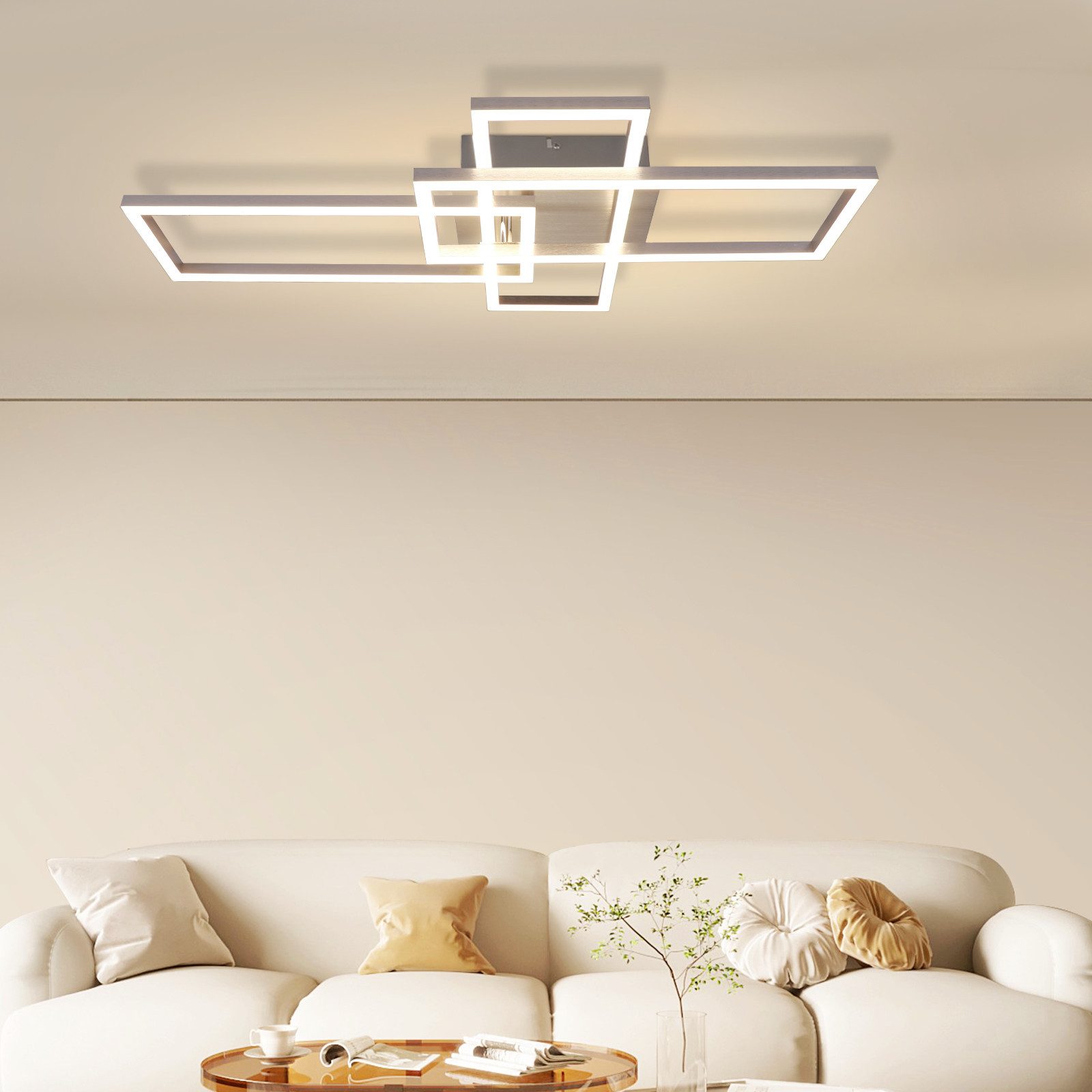 ZMH Czarna lampa sufitowa LED z 3 ramkami, 102 cm, nowoczesna, ściemnialna, do salonu i sypialni - 8