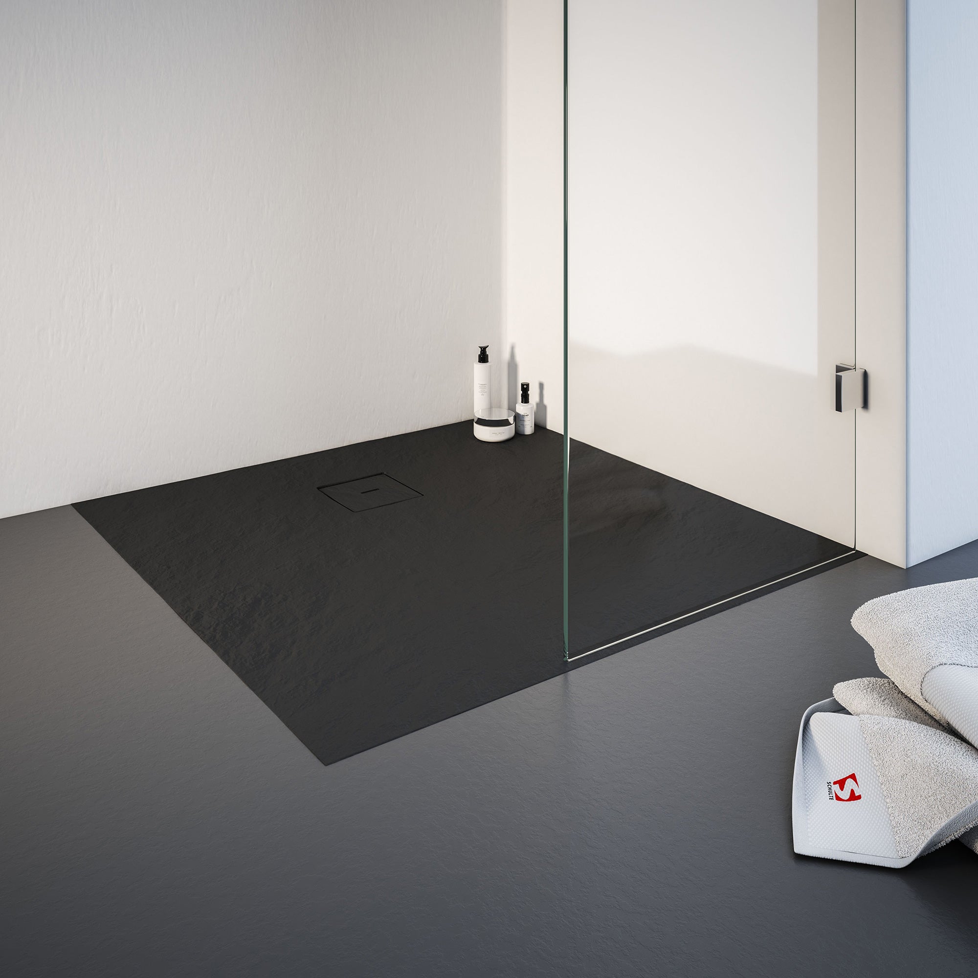 Receveur de douche 90 x 90 cm, résine, noir, Douro GoodHome
