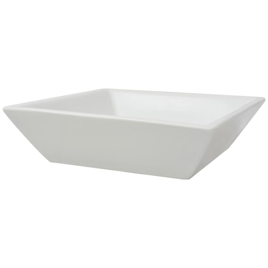 Lavabo quadrato in ceramica 41,5 cm lavabo da appoggio bagno bianco 02_0002531 - 2