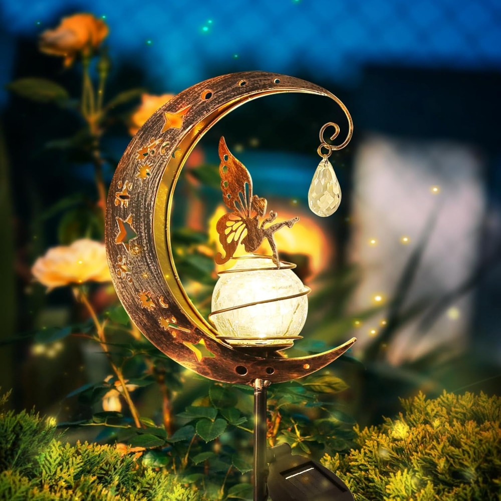 Solarna lampa ogrodowa zewnętrzna, dekoracyjna - Wodoodporna metalowa lampa podłogowa do dekoracji patio, podwórka, domu, na ślub i przyjęcie