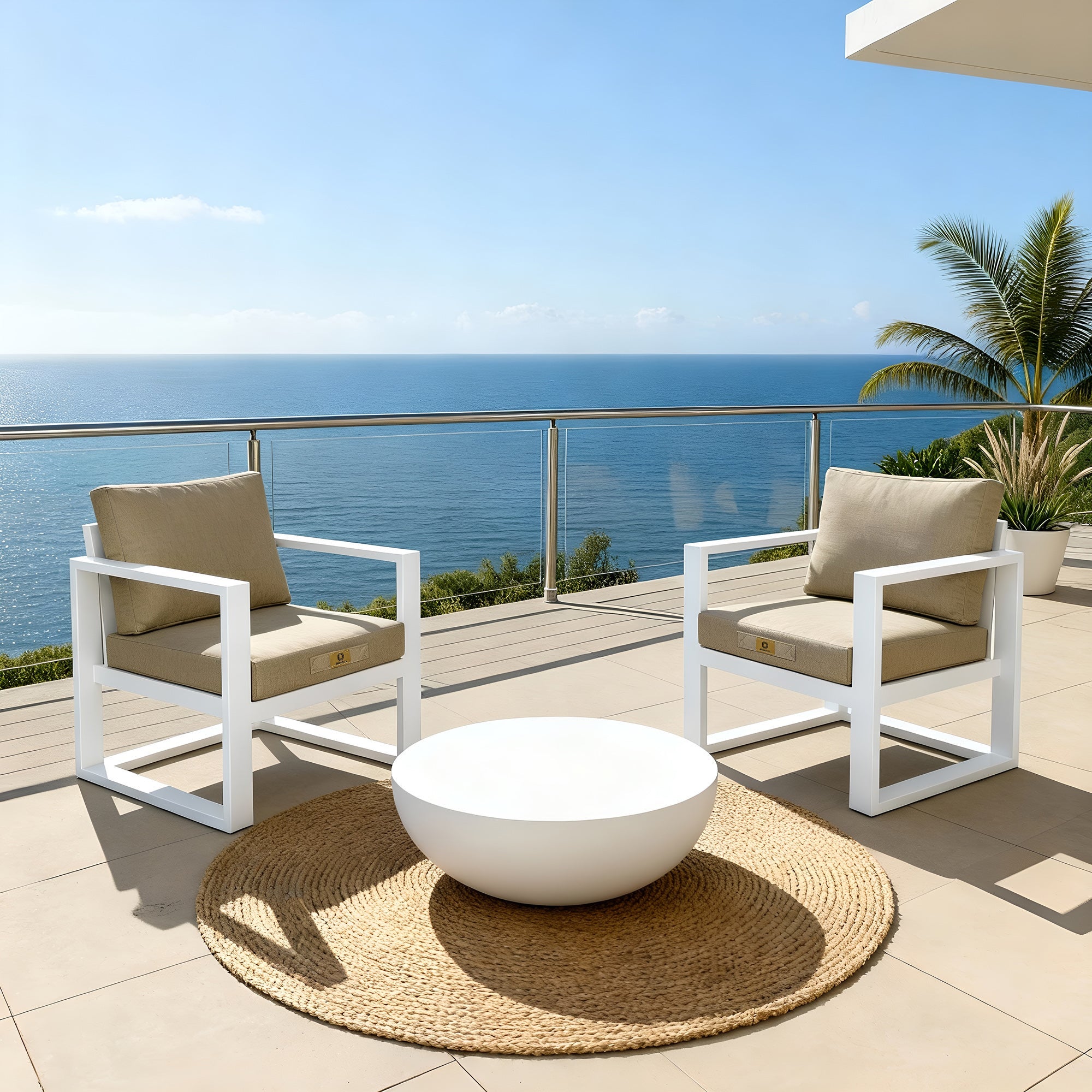 Coussins pour fauteuil effet lin déhoussable 60x60cm beige - 2