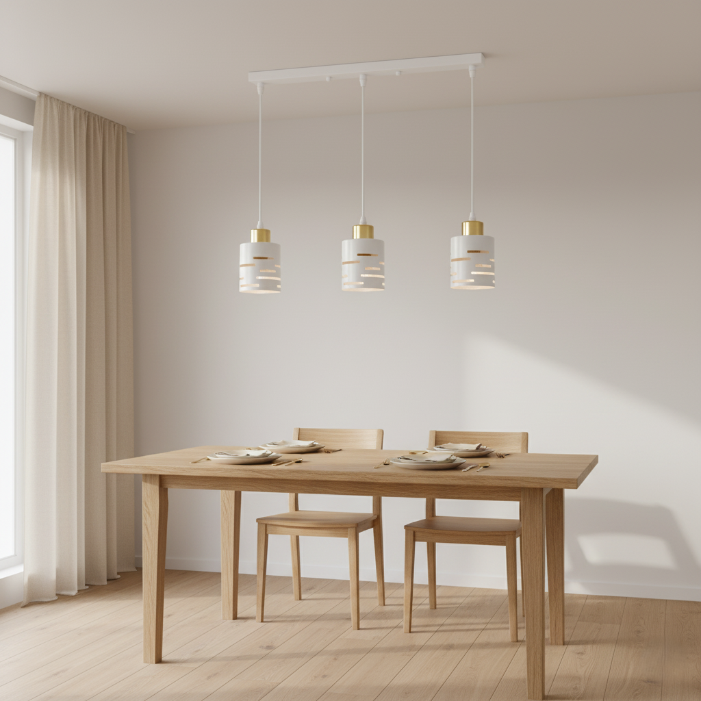 Lampa wisząca sufitowa 3x E27 LED Elen IP20 100cm żyrandol biała złota MasterLED - 3