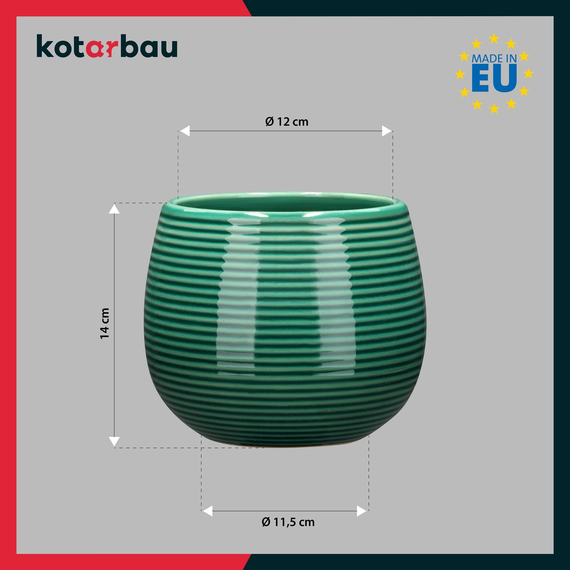 Donica osłonka doniczka okrągła ceramiczna 12cm ryflowana na kwiaty rośliny - KOTARBAU - 3