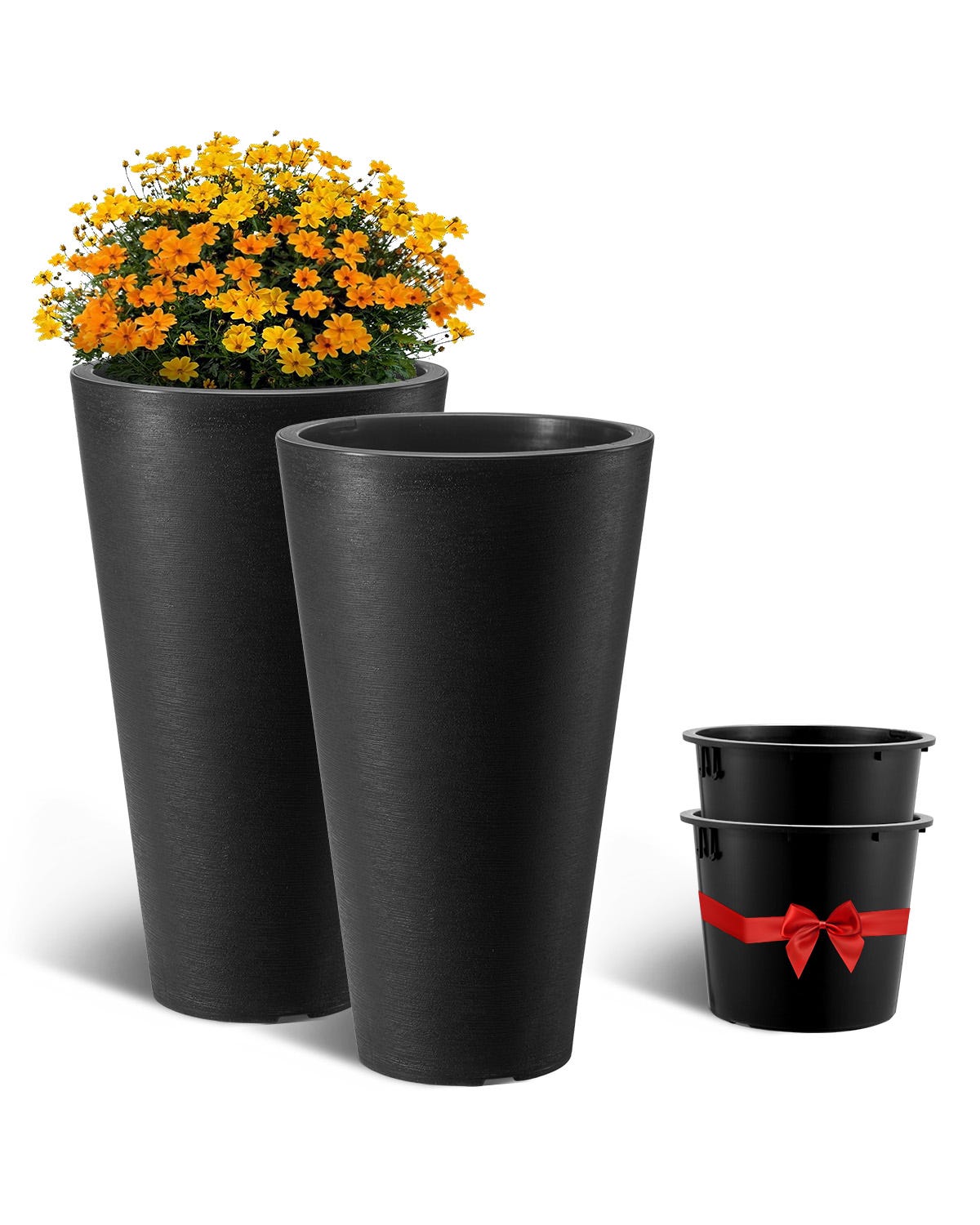 Fioriera in fibra di argilla Vaso per piante da giardino 25 x 25 x 38 Fioriera in fibra di argilla Vaso per piante da giardino 25 x 25 x 38