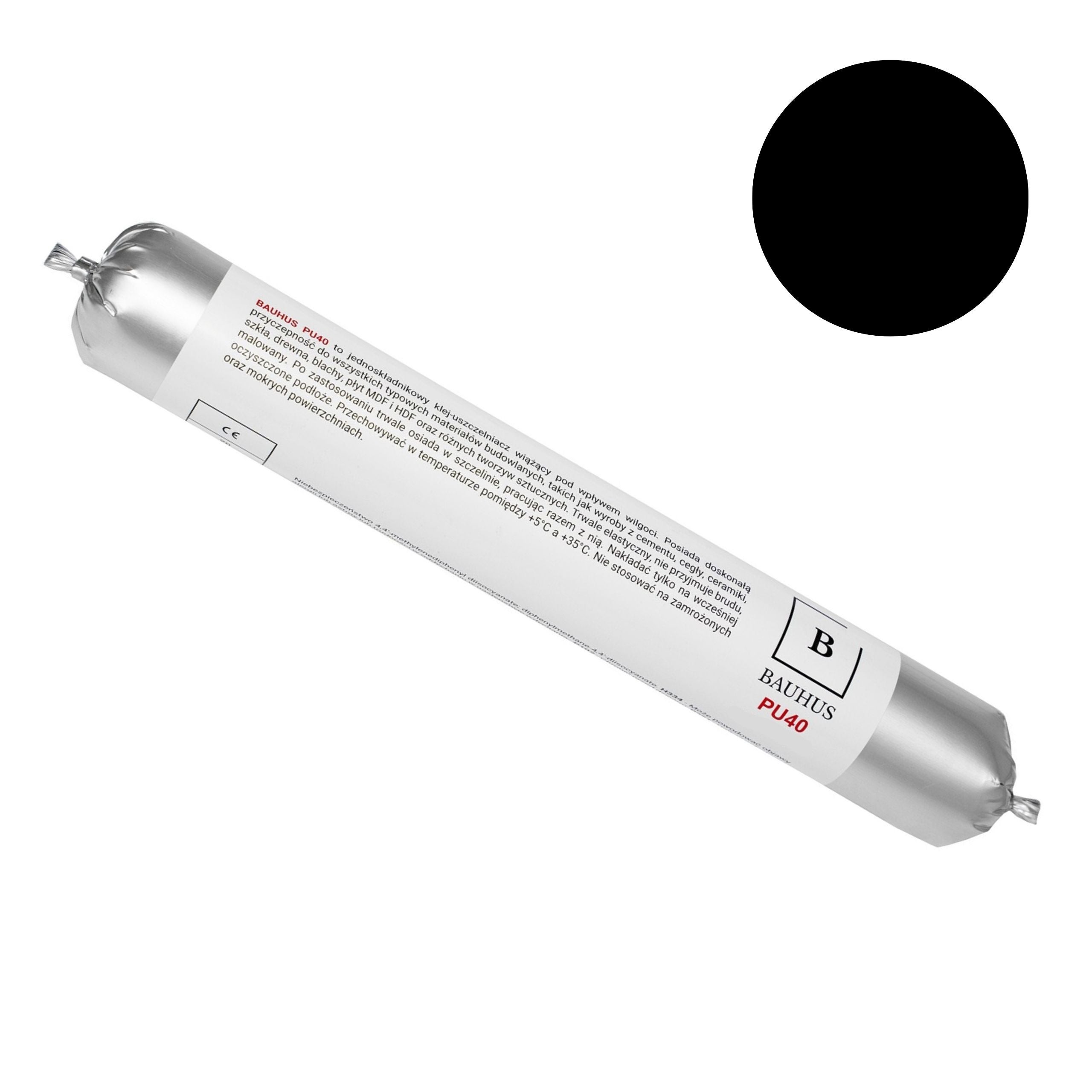 Uszczelniacz poliuretanowy Pu40 - 600 ml - Bauhus czarny